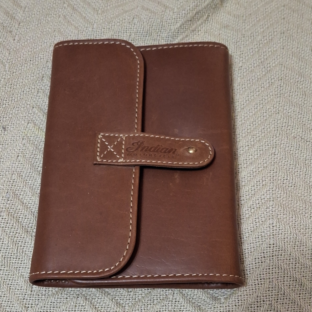 Indian Motorcycle Brown Leather Wallet - Trifold Travel Wallet